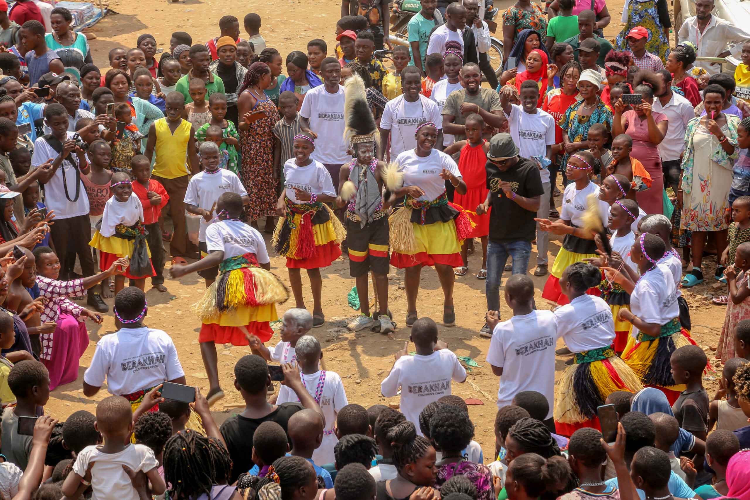 Choir performance with large crowd
